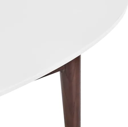 Euro Style Manon Coffee Table in Matte White with Dark Walnut Legs