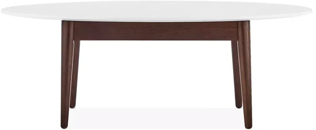 Euro Style Manon Coffee Table in Matte White with Dark Walnut Legs