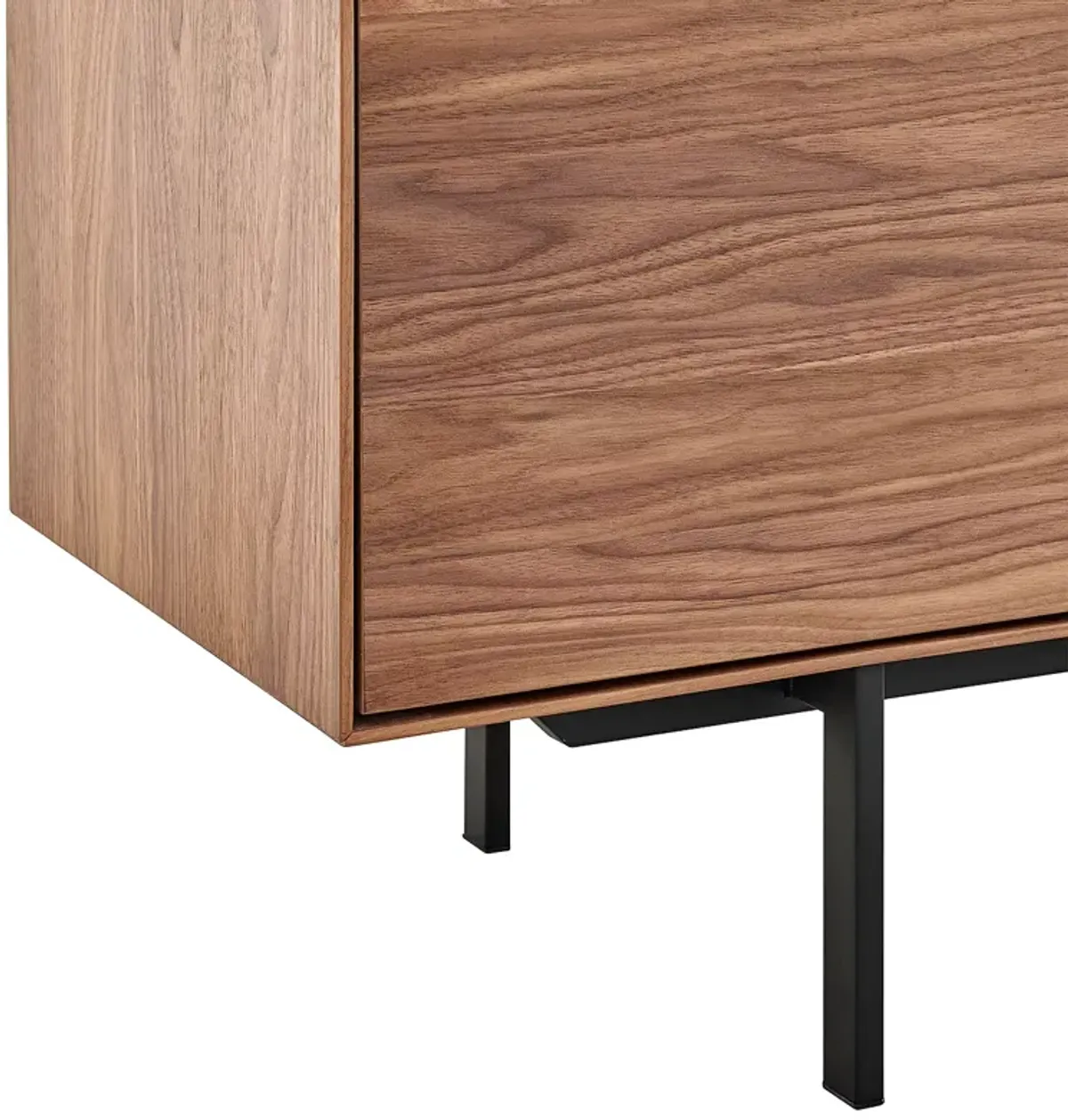 Euro Style Norna 79" Media Stand Panels in Walnut/Matte White with Matte Black Legs