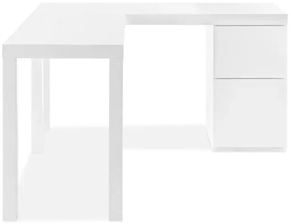 Euro Style Tresero L-Desk in High Gloss White