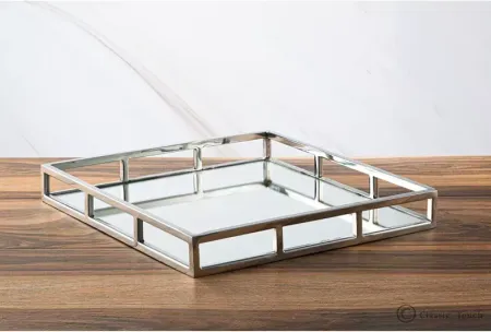 Classic Touch Large Square Mirror Tray