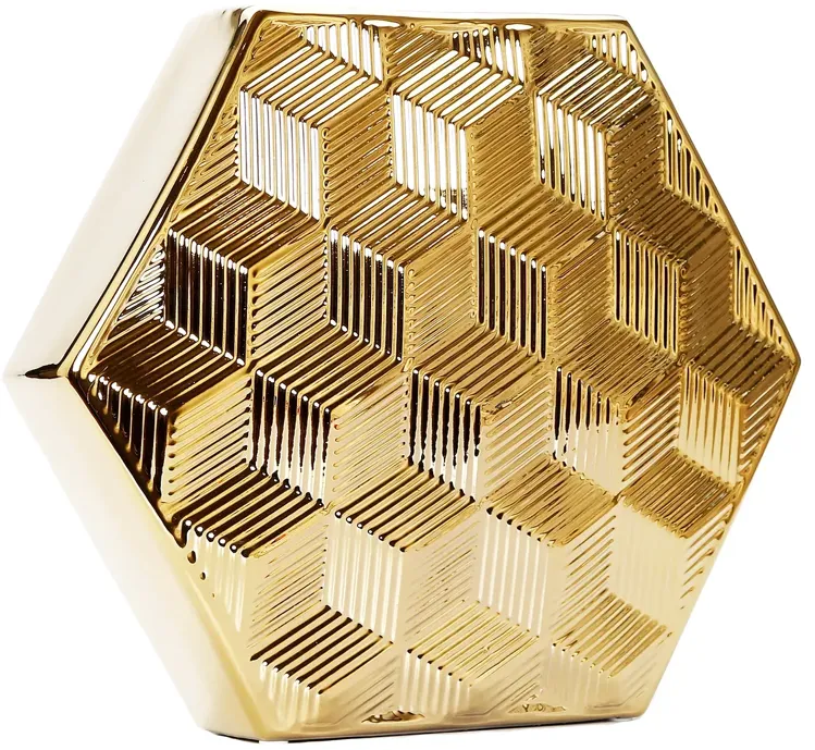 Classic Touch Gold Tone Hexagon Shaped Vase