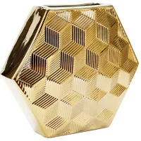Classic Touch Gold Tone Hexagon Shaped Vase