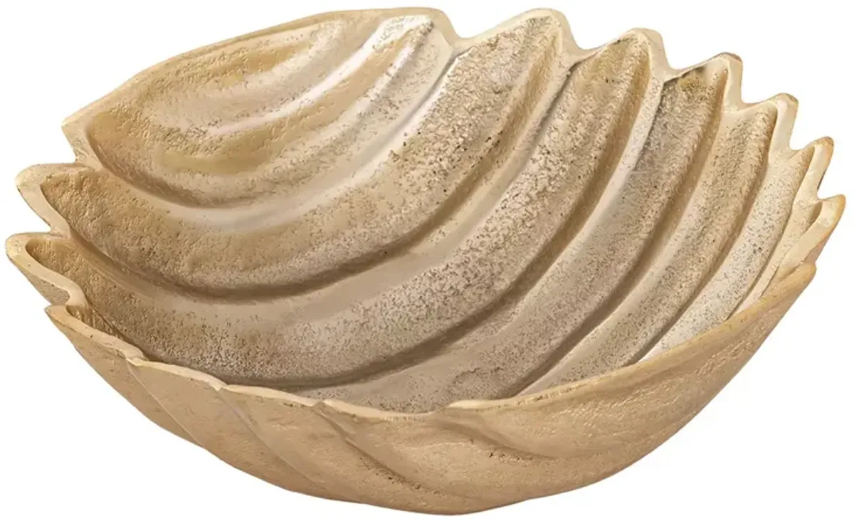 Classic Touch Gold Tone Linear Design Bowl, 10"