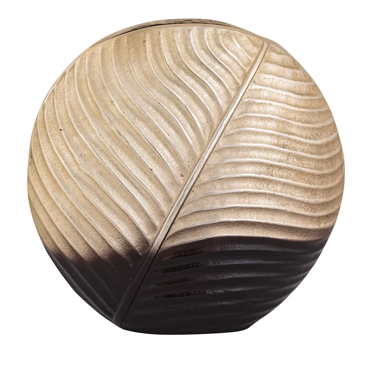 Classic Touch Embossed Gold & Brown Tone Round Vase, 11"