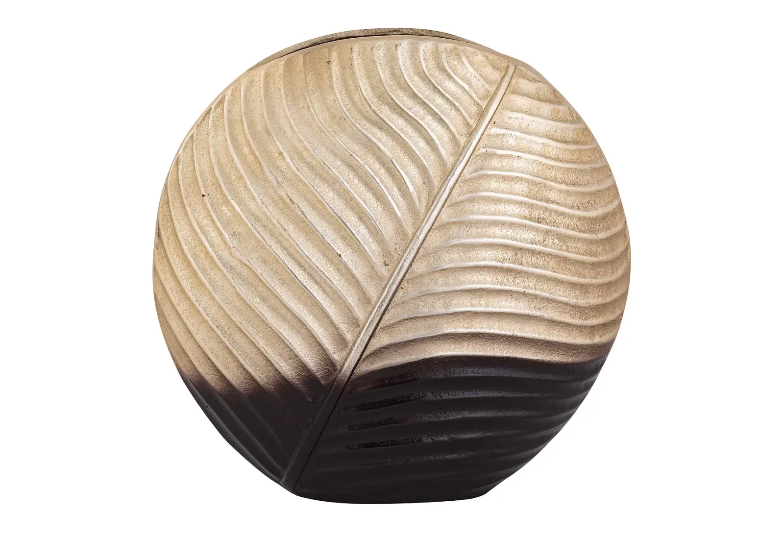 Classic Touch Embossed Gold & Brown Tone Round Vase, 11"