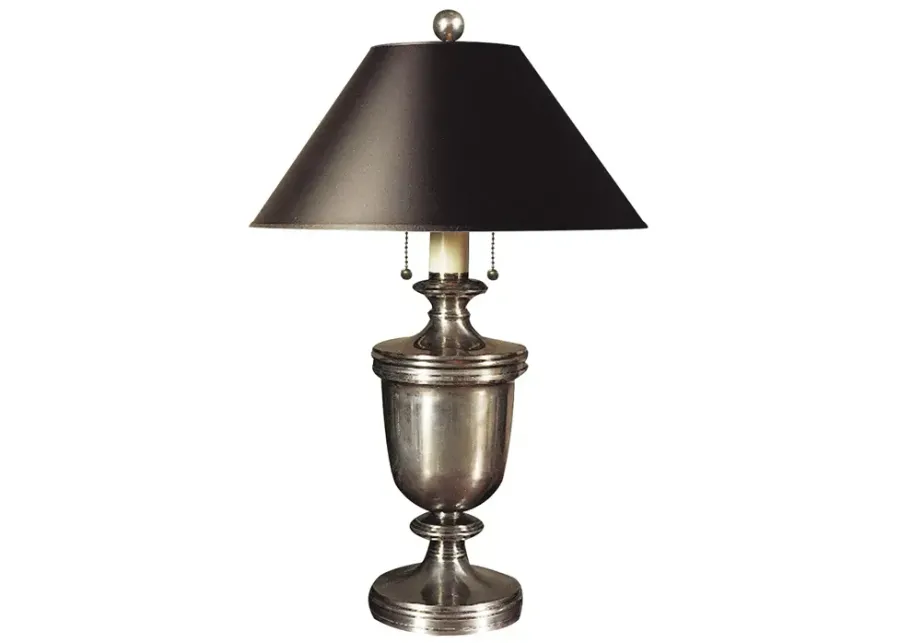 Chapman & Myers Classical Urn Form Medium Table Lamp with Black Shade