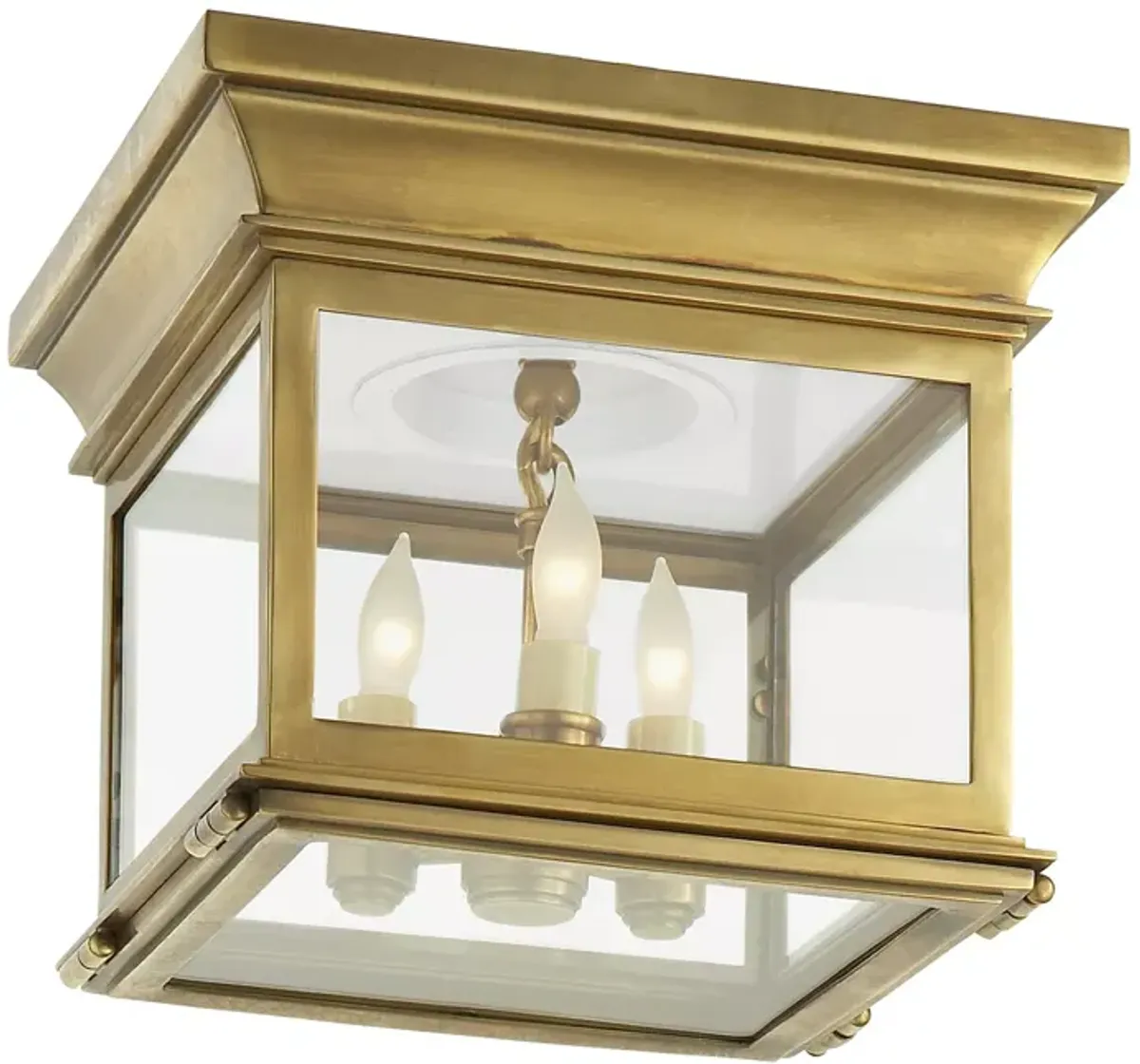 Chapman & Myers Club Small Square Flush Mount with Clear Glass Shade