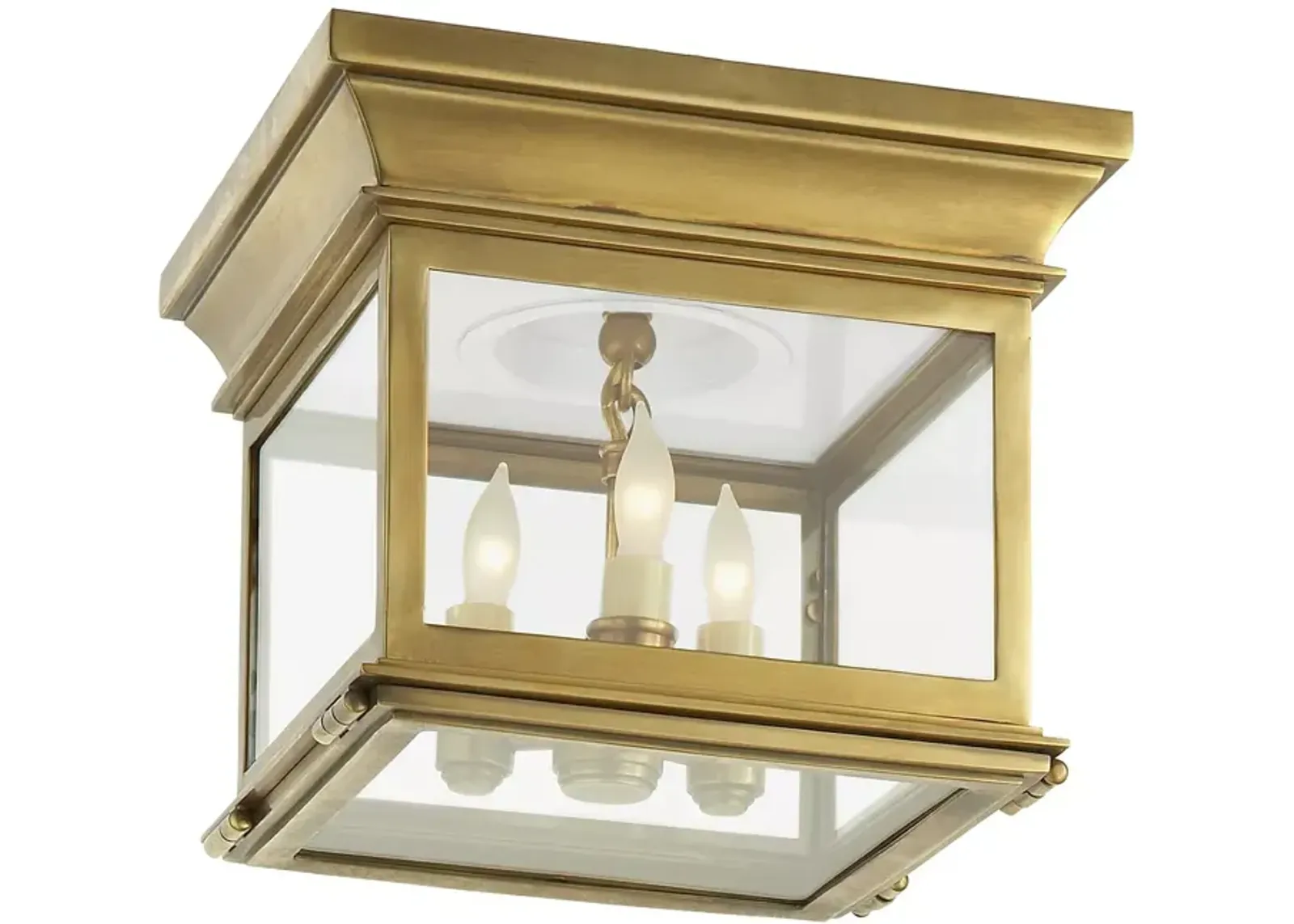 Chapman & Myers Club Small Square Flush Mount with Clear Glass Shade