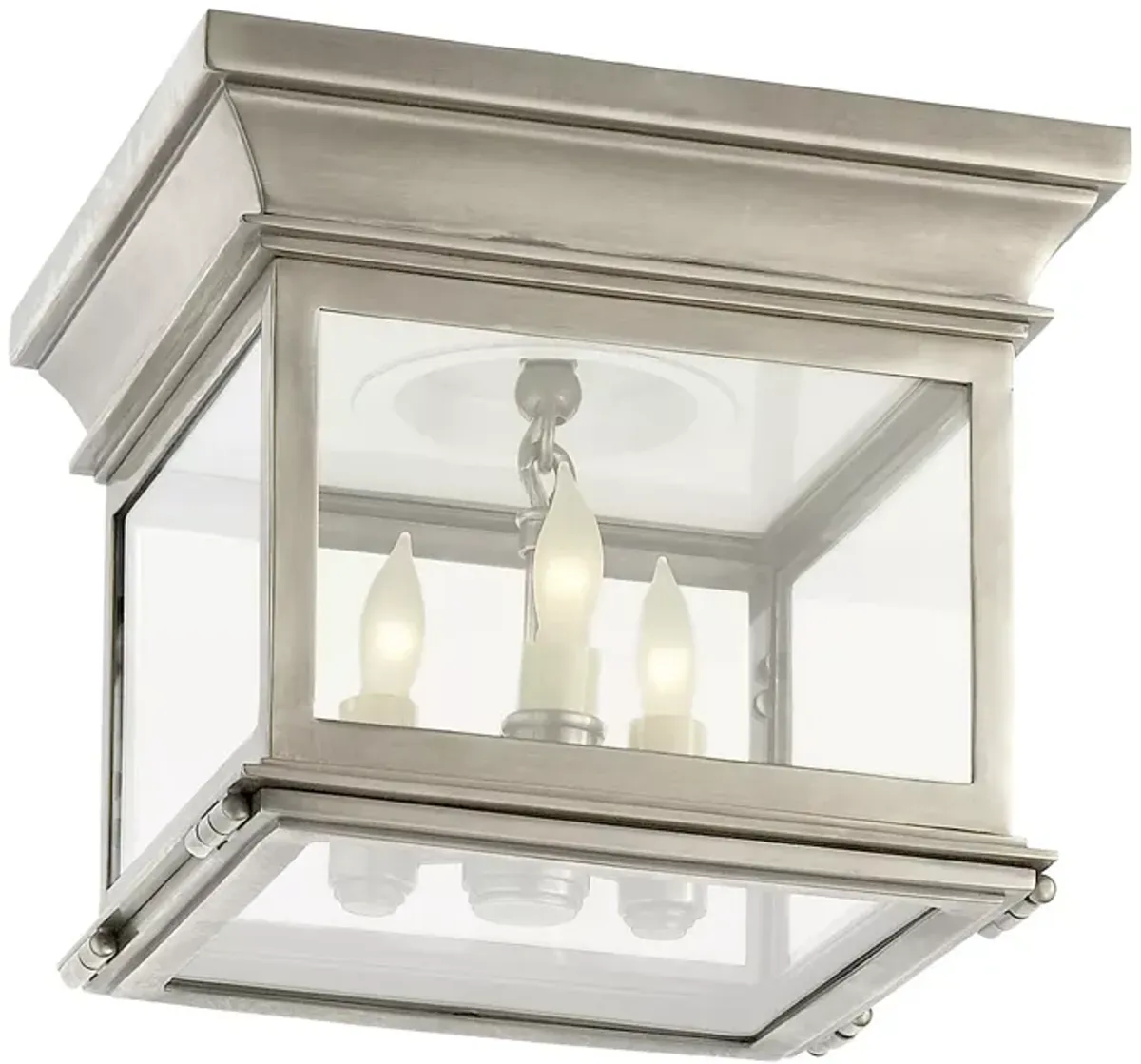 Chapman & Myers Club Small Square Flush Mount with Clear Glass Shade