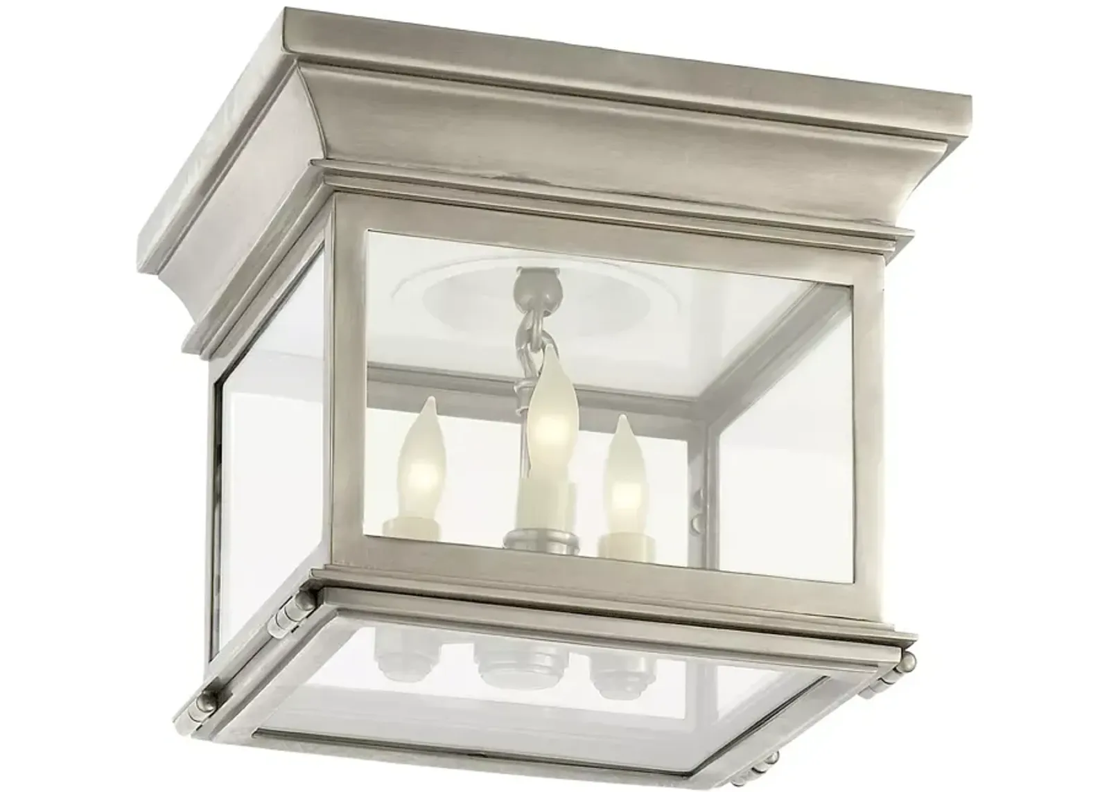 Chapman & Myers Club Small Square Flush Mount with Clear Glass Shade