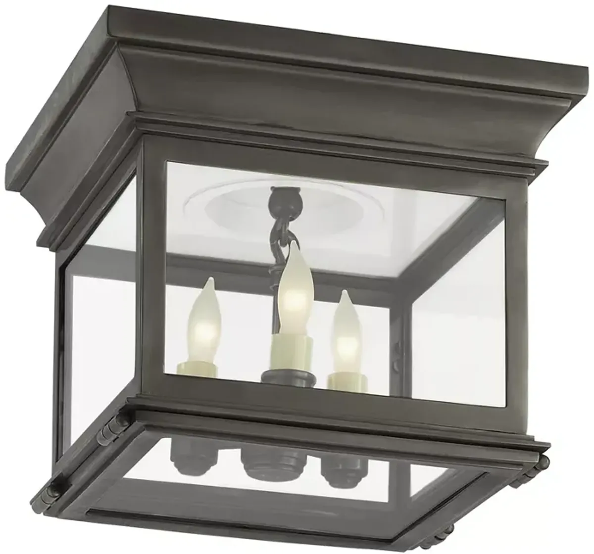 Chapman & Myers Club Small Square Flush Mount with Clear Glass Shade