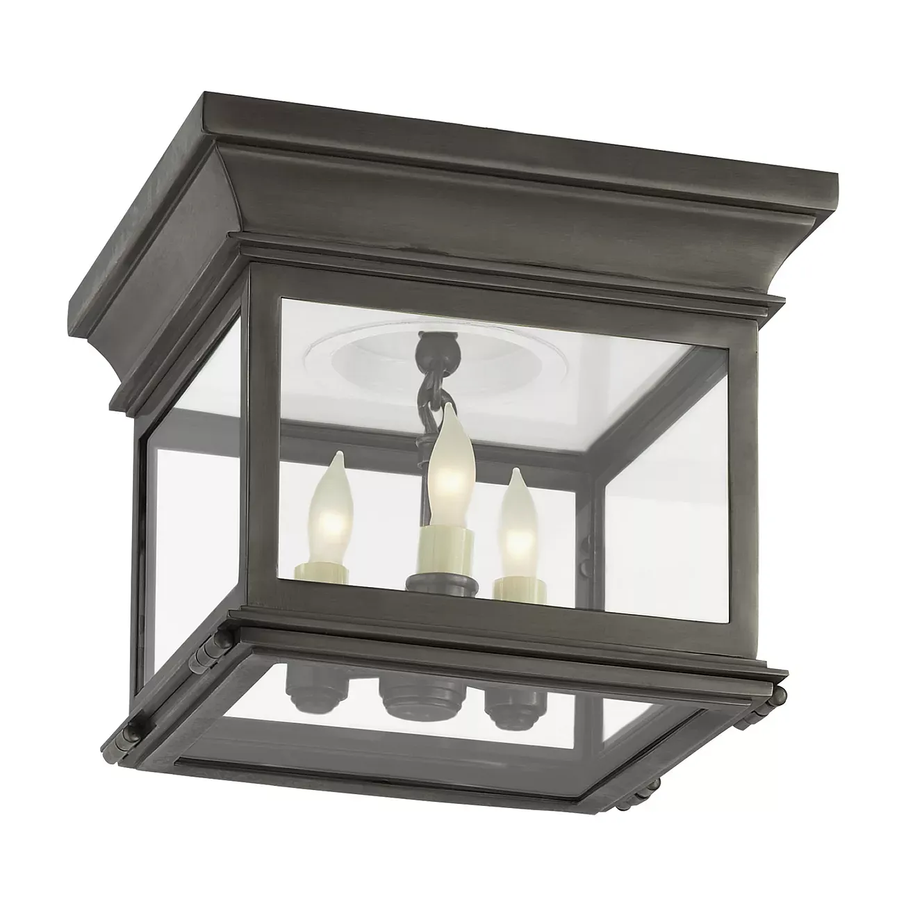 Chapman & Myers Club Small Square Flush Mount with Clear Glass Shade