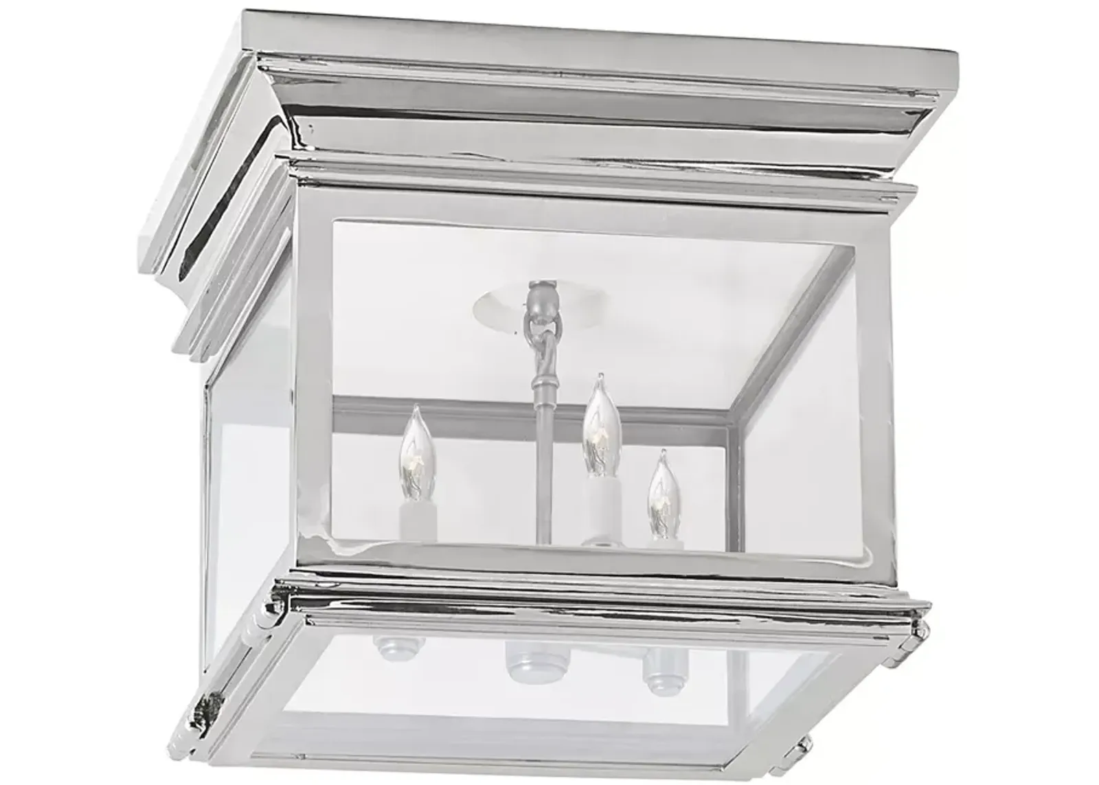 Chapman & Myers Club Small Square Flush Mount with Clear Glass Shade