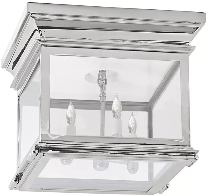 Chapman & Myers Club Small Square Flush Mount with Clear Glass Shade