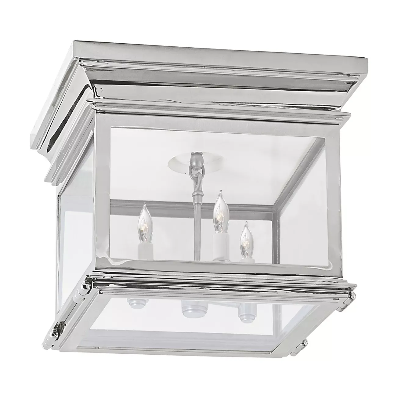 Chapman & Myers Club Small Square Flush Mount with Clear Glass Shade