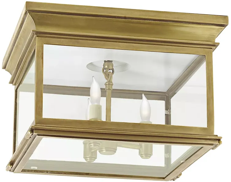 Chapman & Myers Club Large Square Flush Mount with Clear Glass Shade