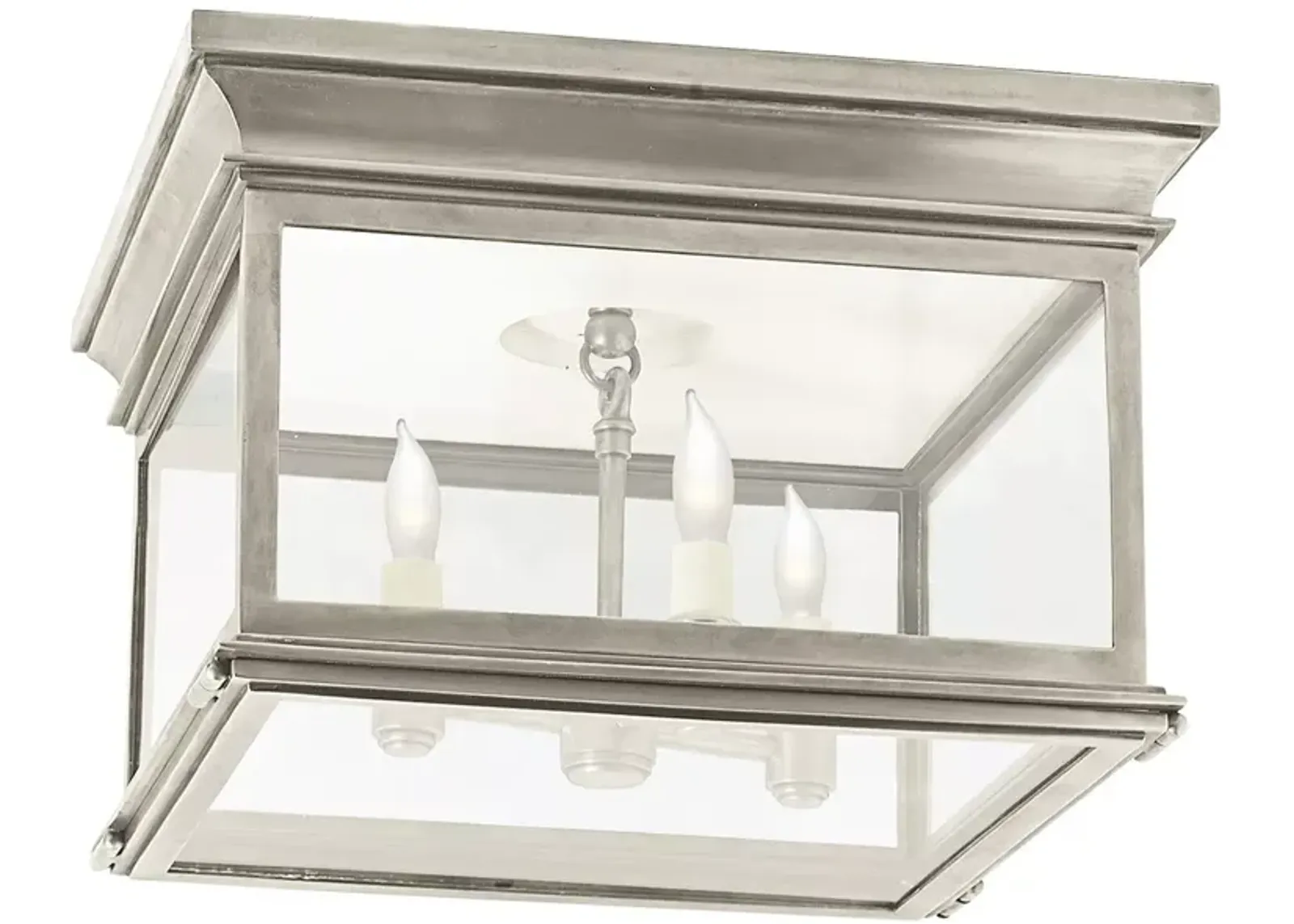 Chapman & Myers Club Large Square Flush Mount with Clear Glass Shade