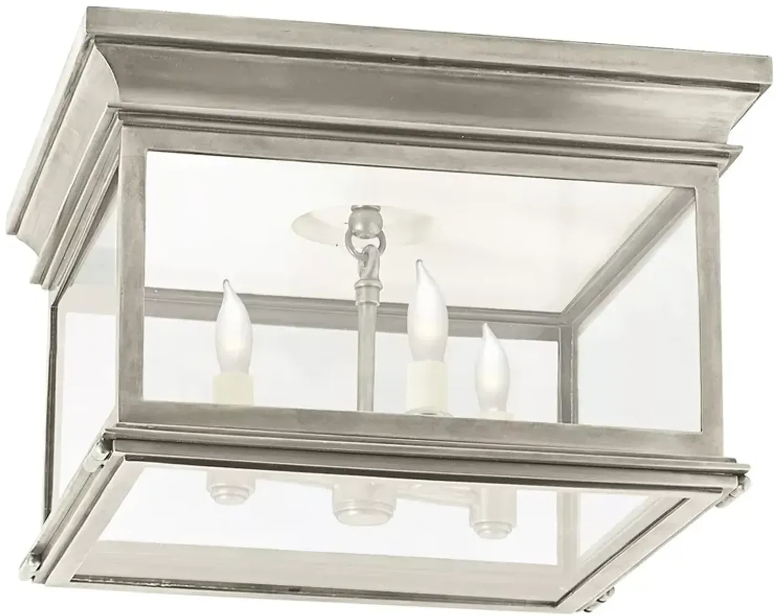 Chapman & Myers Club Large Square Flush Mount with Clear Glass Shade