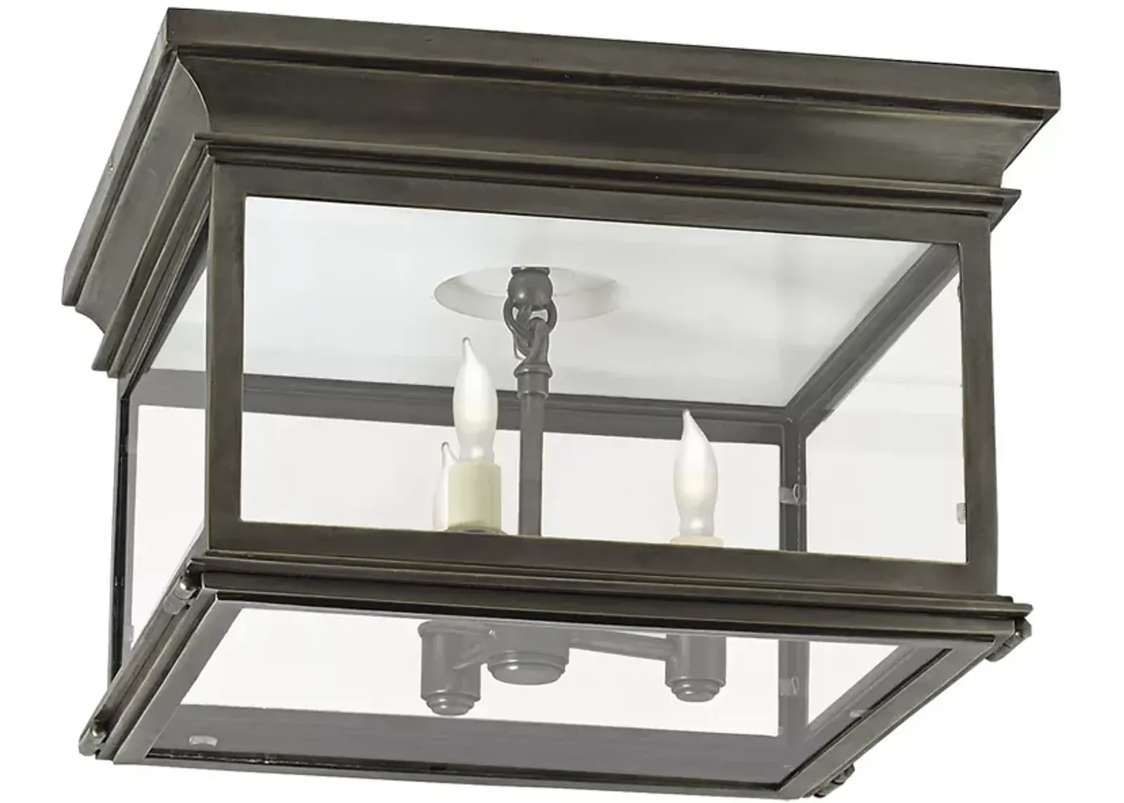 Chapman & Myers Club Large Square Flush Mount with Clear Glass Shade