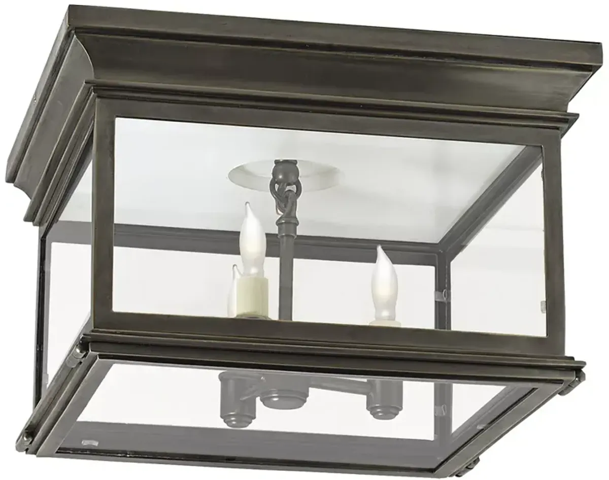 Chapman & Myers Club Large Square Flush Mount with Clear Glass Shade