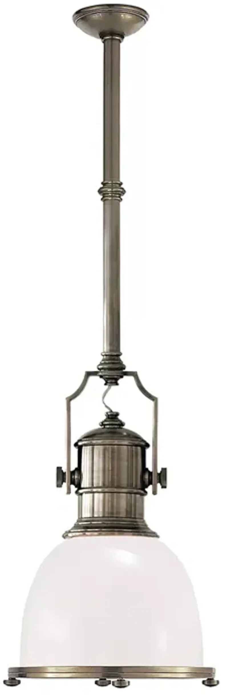 Chapman & Myers Country Industrial Small Pendant with White Glass Shade