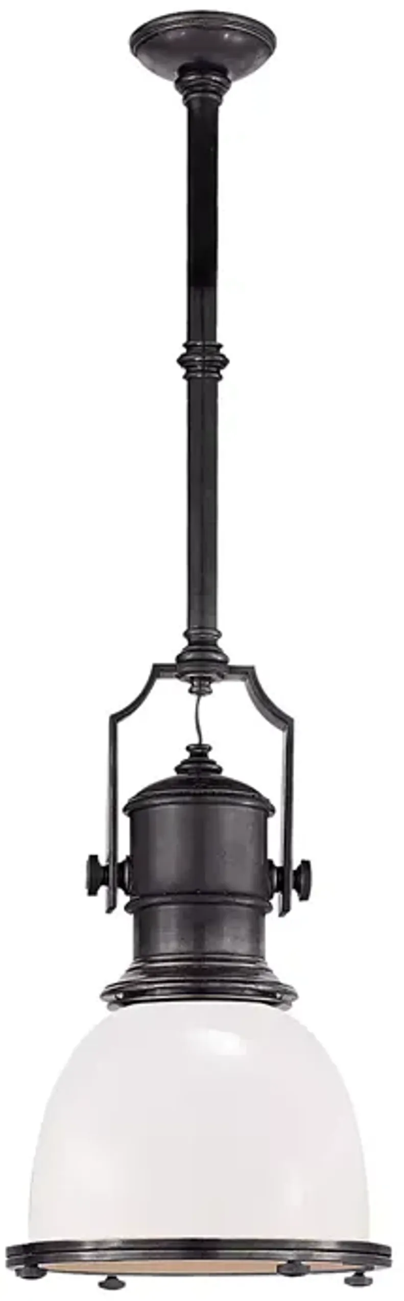 Chapman & Myers Country Industrial Small Pendant with White Glass Shade