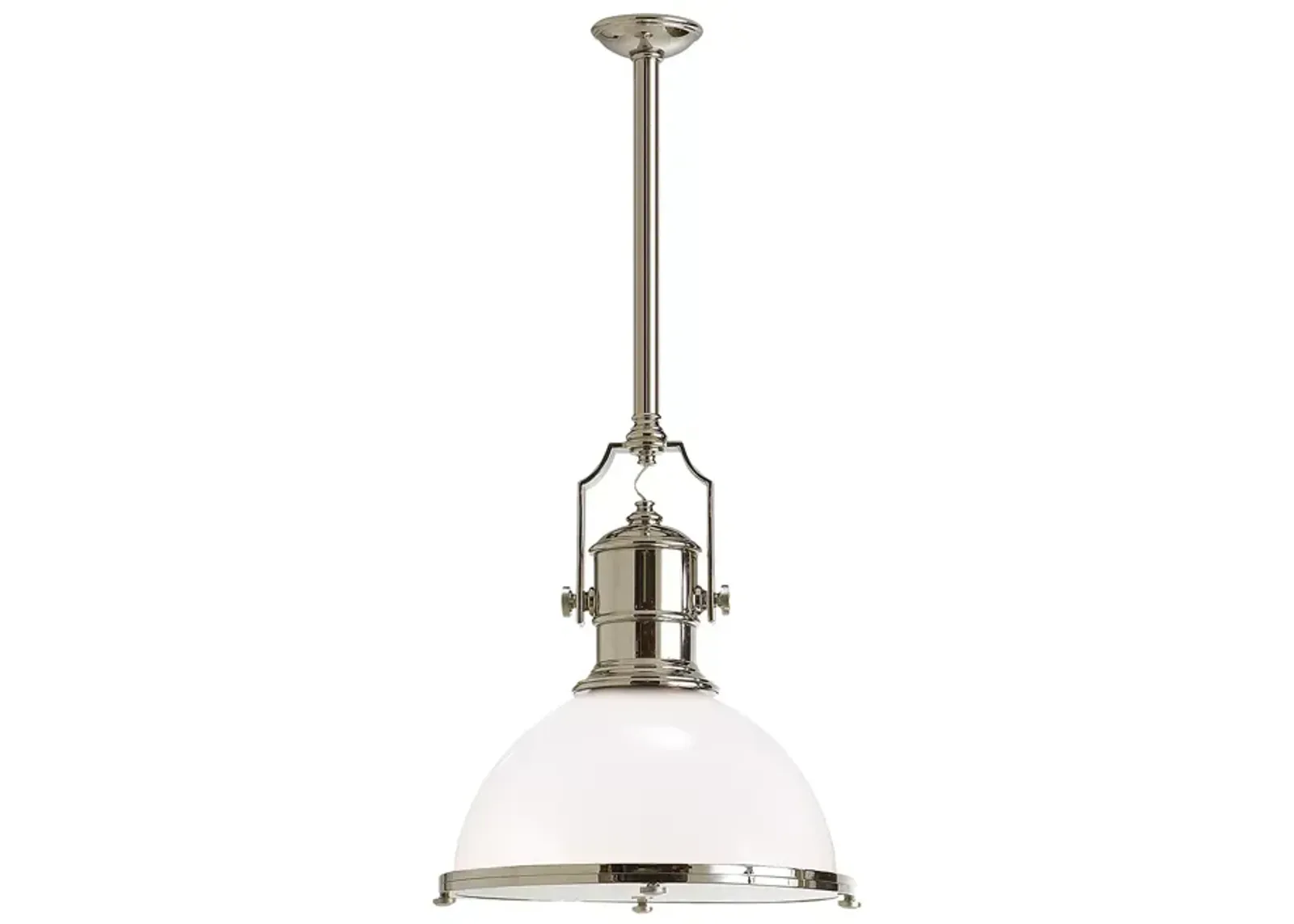 Chapman & Myers Country Industrial Pendant with White Glass Shade, Large 