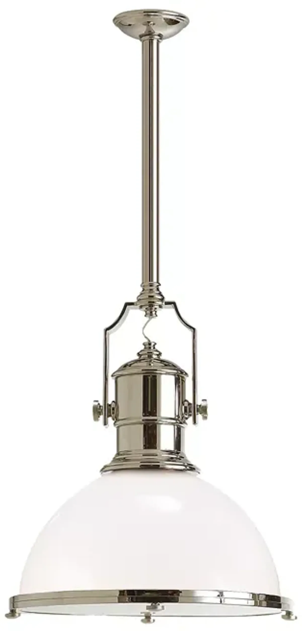 Chapman & Myers Country Industrial Pendant with White Glass Shade, Large 