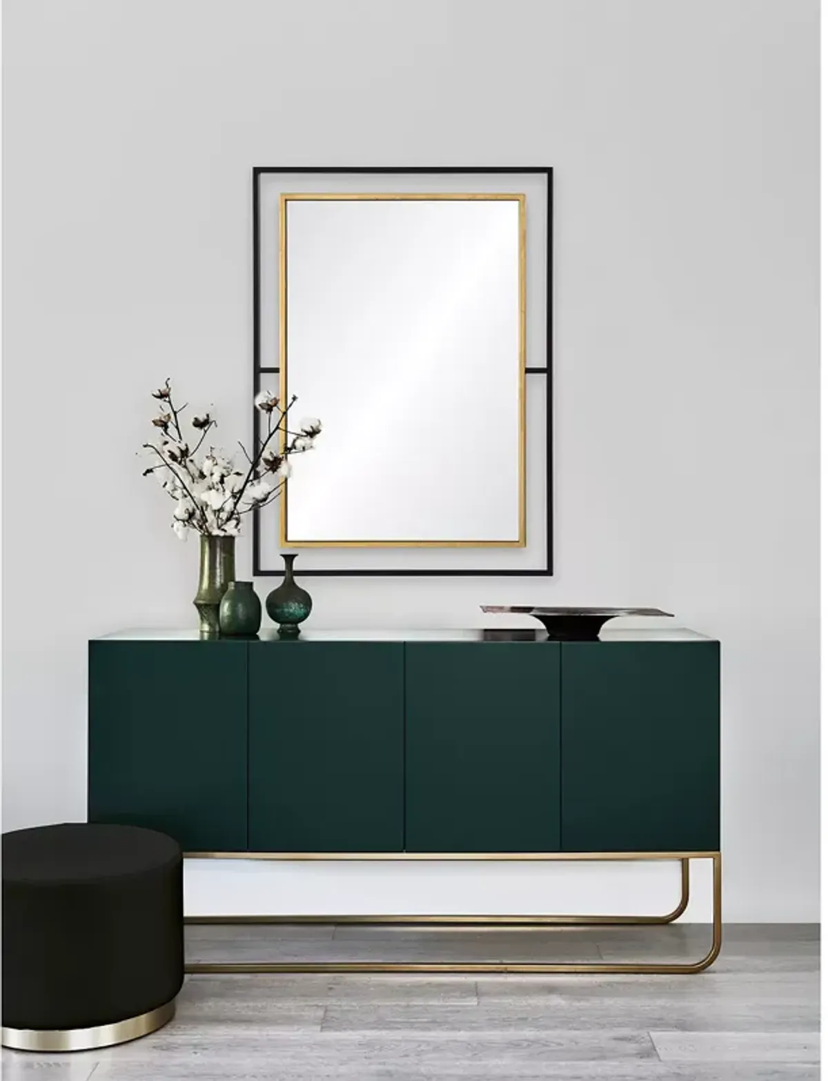 Ren-Wil Gray Mirror In Black & Gold