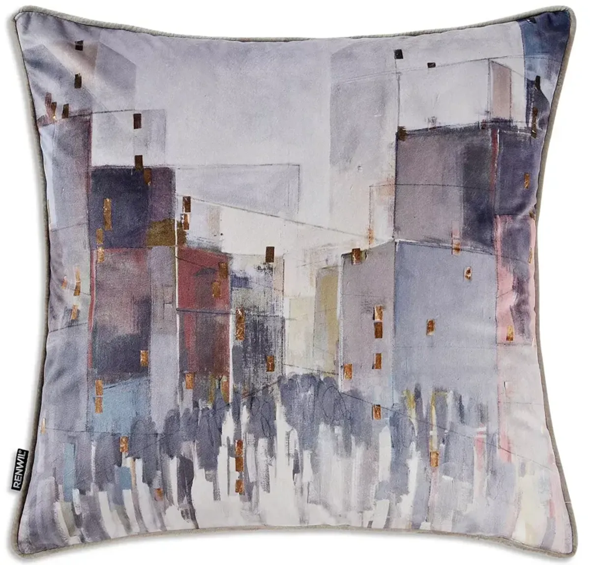 Ren-Wil Malaga Abstract City Scene Decorative Pillow, 20" x 20"