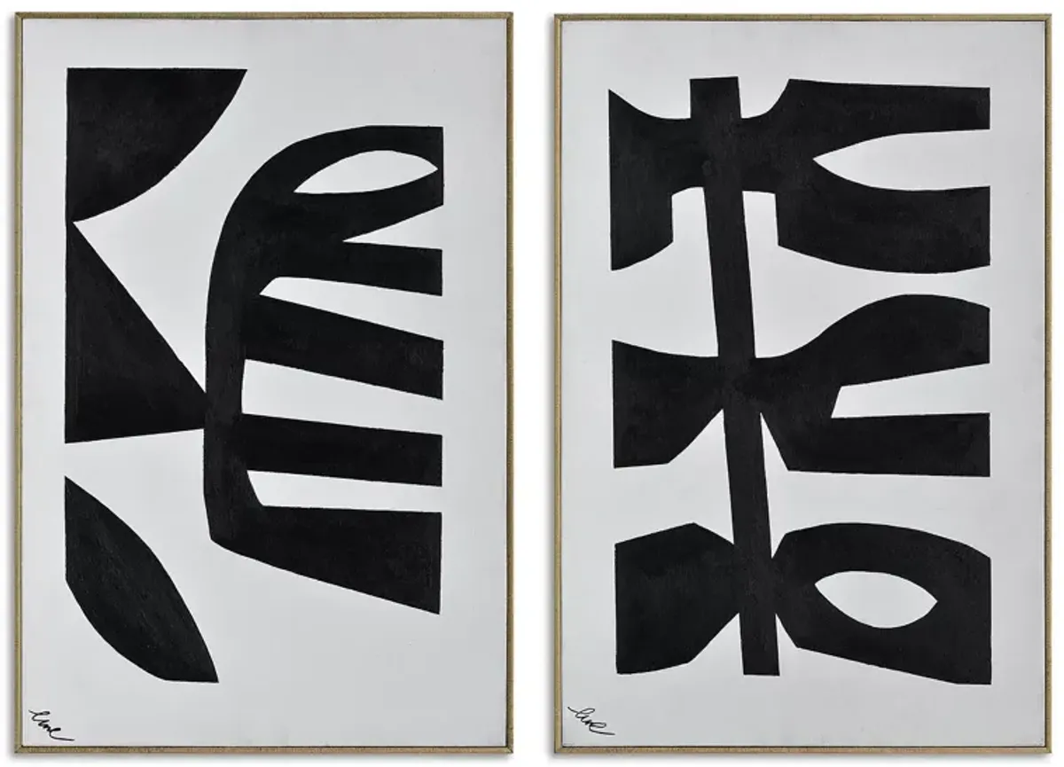 Ren-Wil Rockwell Abstract Symbols Canvas Wall Art, 24" x 36", Set of 2