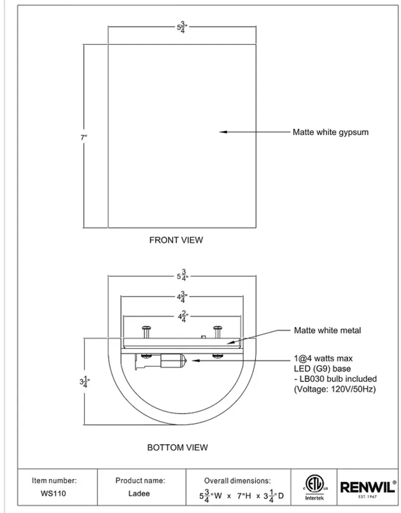 Ren-Wil Ladee Wall Sconce 