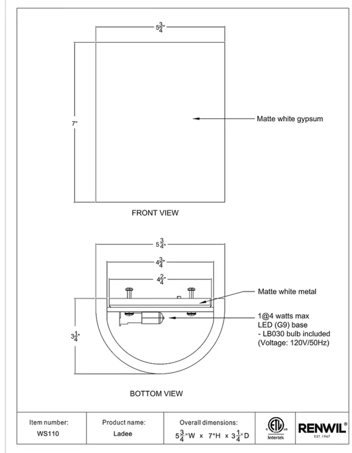 Ren-Wil Ladee Wall Sconce 