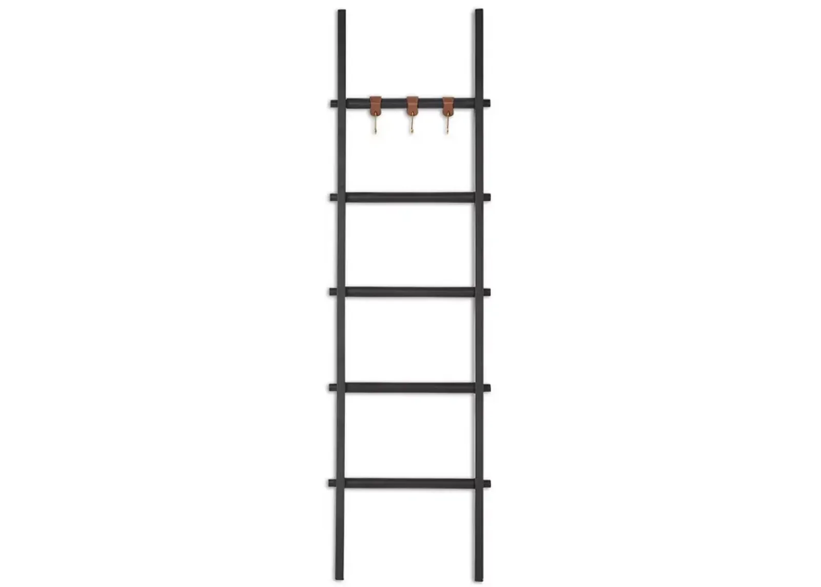 Ren-Wil Mareva Decorative Ladder for Throws with Faux Leather Accent Hooks