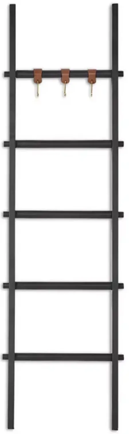 Ren-Wil Mareva Decorative Ladder for Throws with Faux Leather Accent Hooks