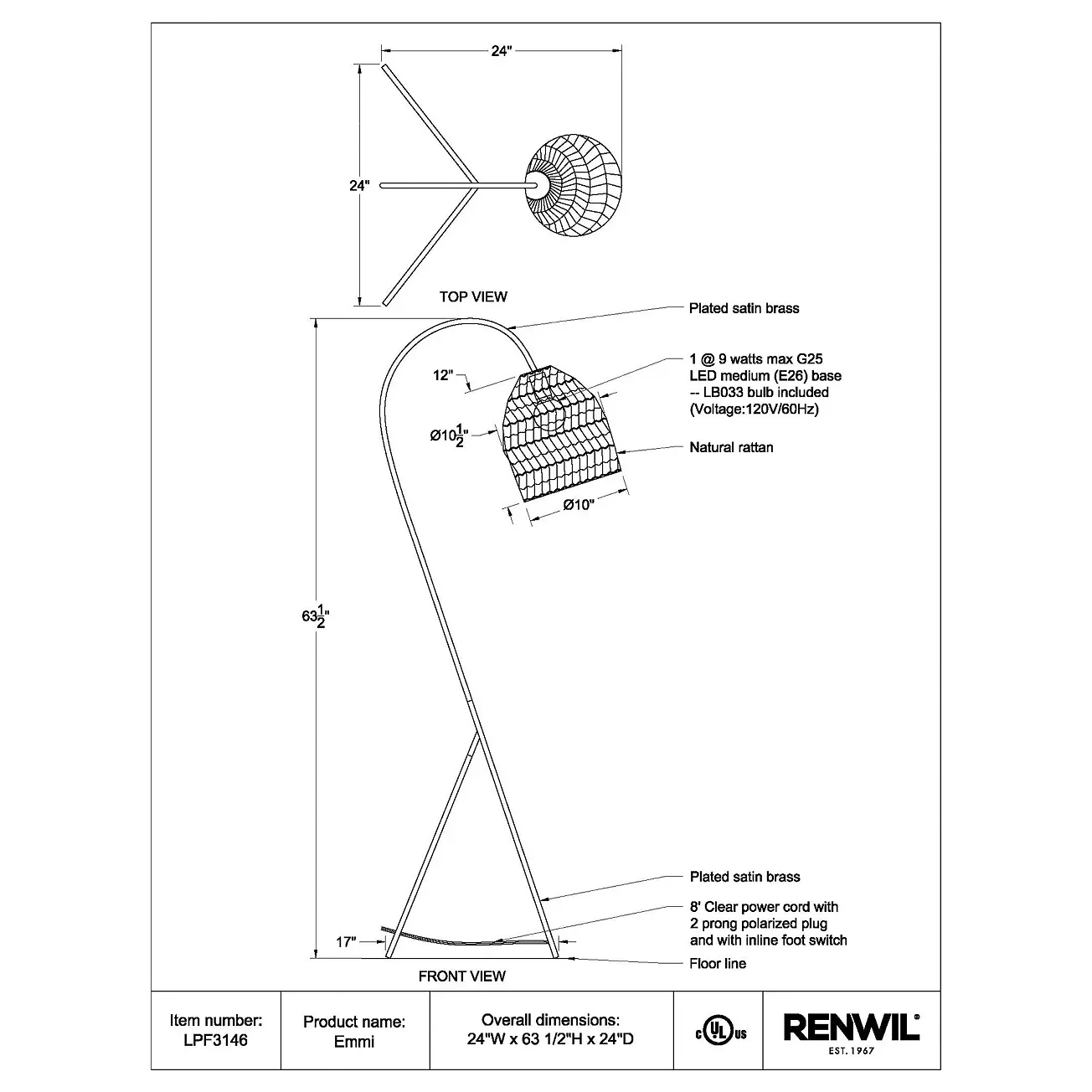 Ren-Wil Emmi Floor Lamp