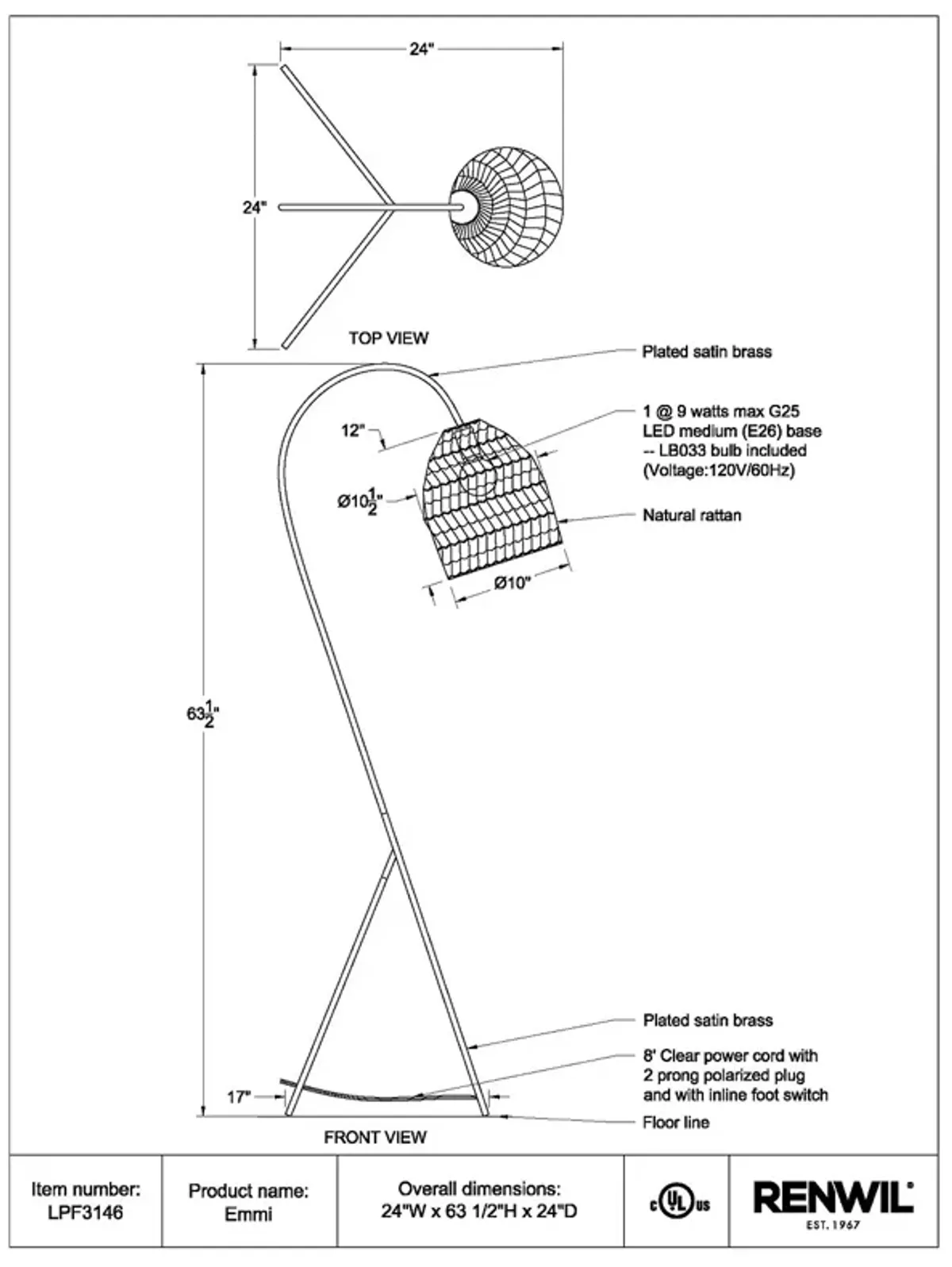 Ren-Wil Emmi Floor Lamp