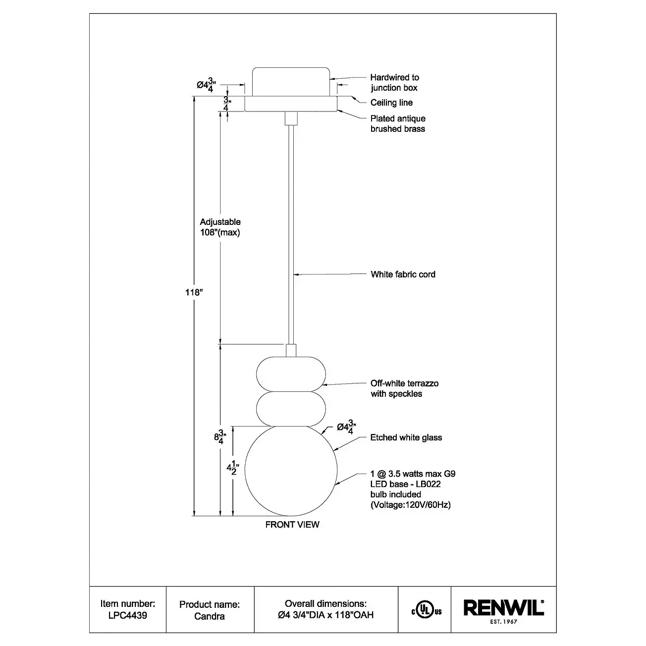 Ren-Wil Candra Ceiling Fixture