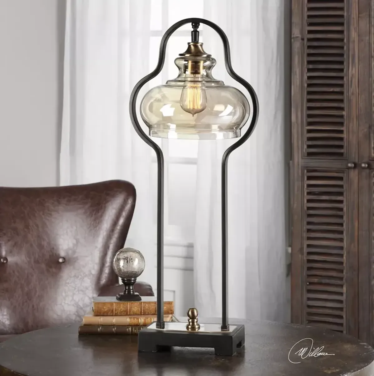 Uttermost Cotulla Aged Black Desk Lamp