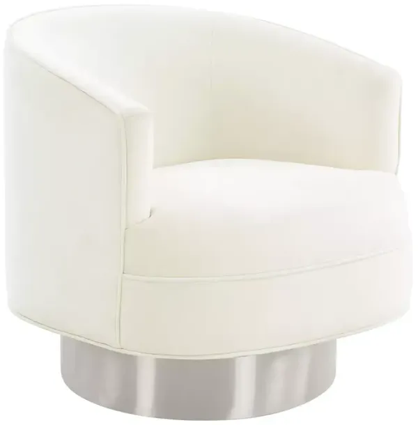 TOV Furniture Stella Velvet Swivel Chair with a Silver Tone Base