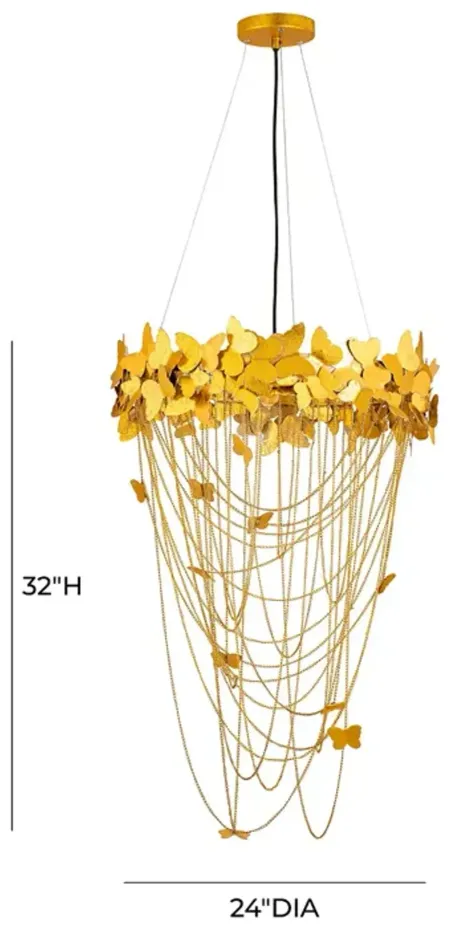 TOV Furniture Butterfly Gold Tone 3 Light Chandelier