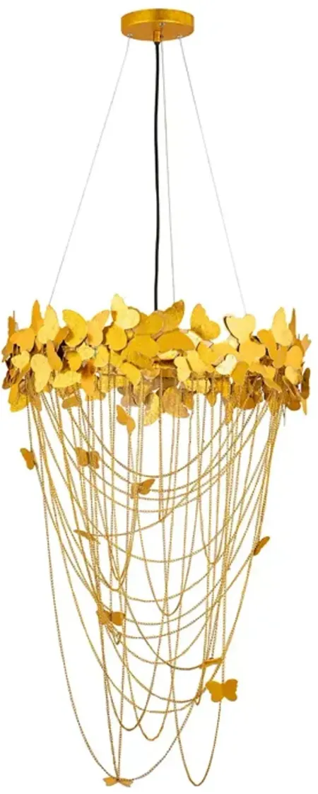TOV Furniture Butterfly Gold Tone 3 Light Chandelier