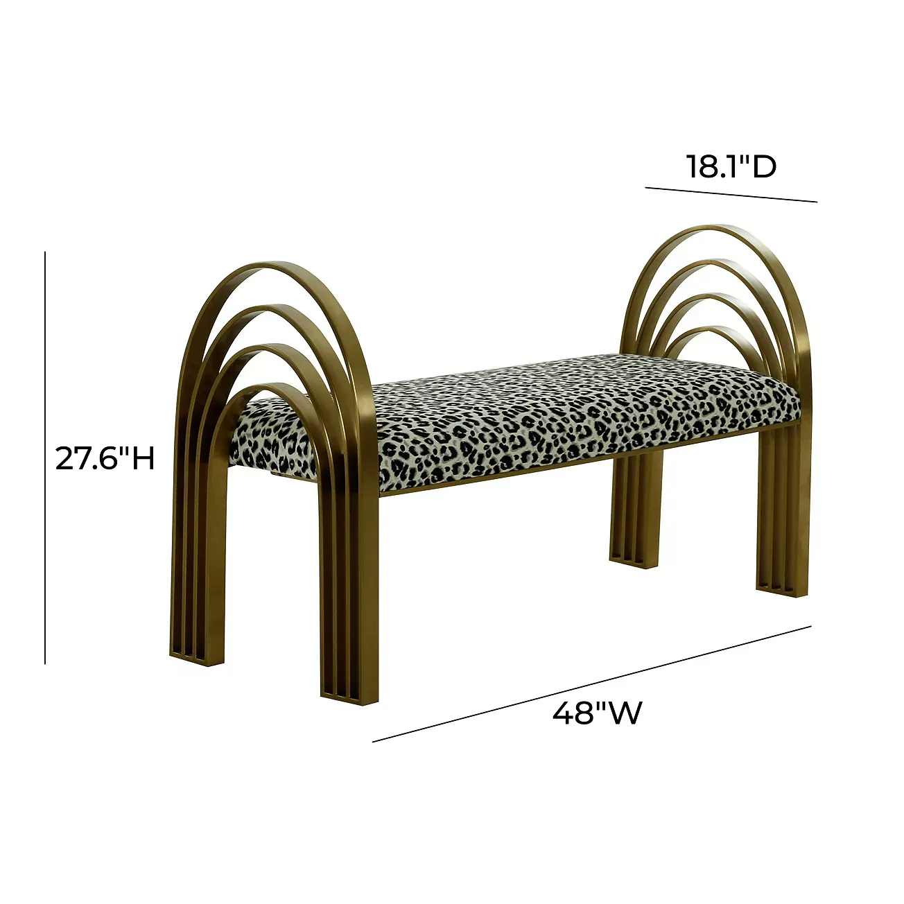 TOV Furniture Mavis Leopard Print Velvet Bench