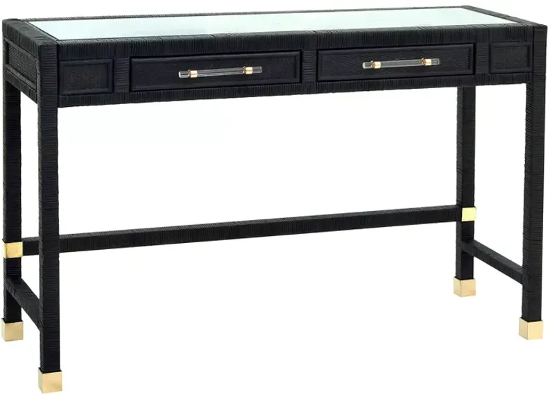 TOV Furniture Amara Charcoal Rattan Desk