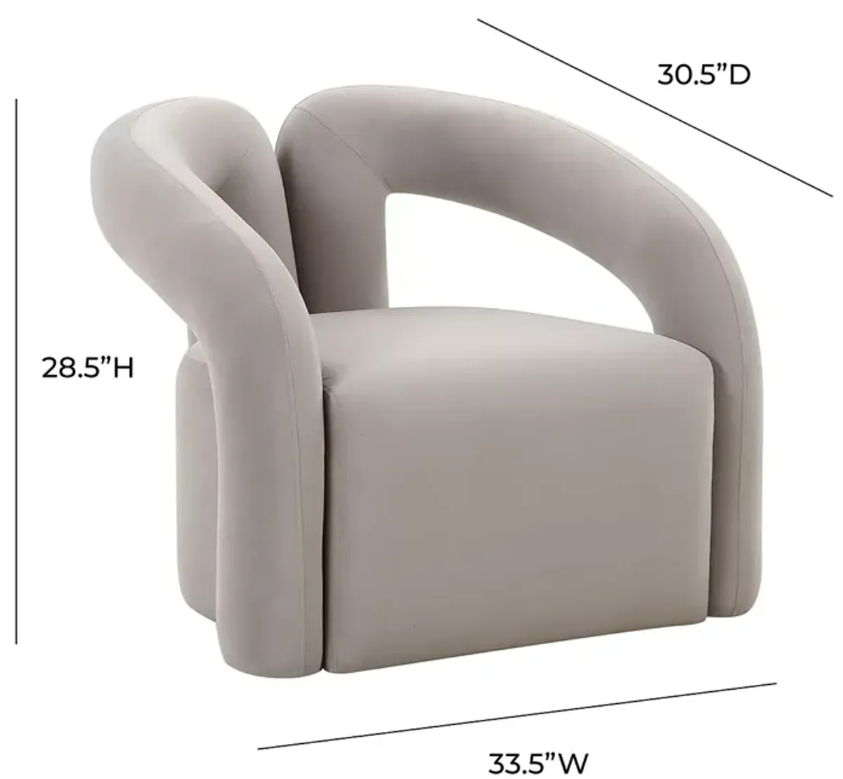 TOV Furniture Jenn Gray Velvet Accent Chair