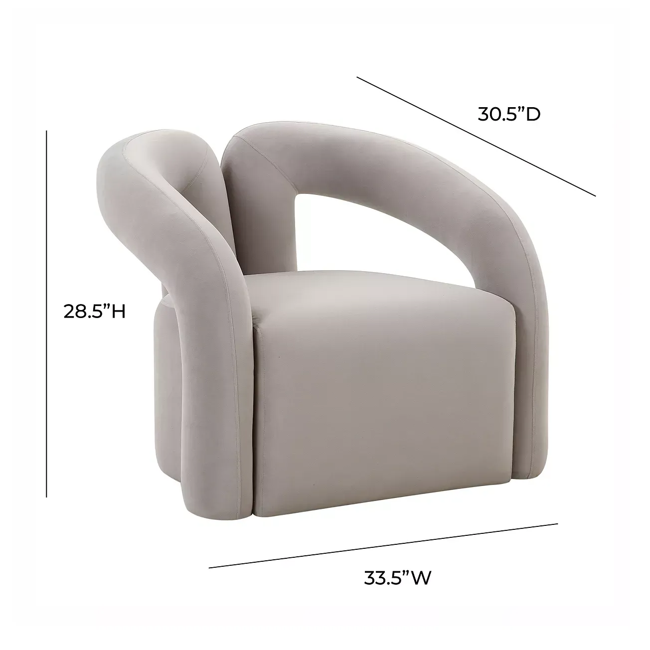 TOV Furniture Jenn Gray Velvet Accent Chair