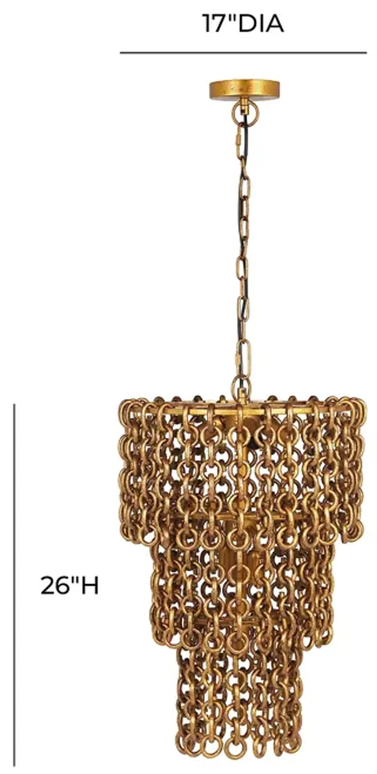 TOV Furniture Nirsa Brass Chain Link 3 Tier Chandelier