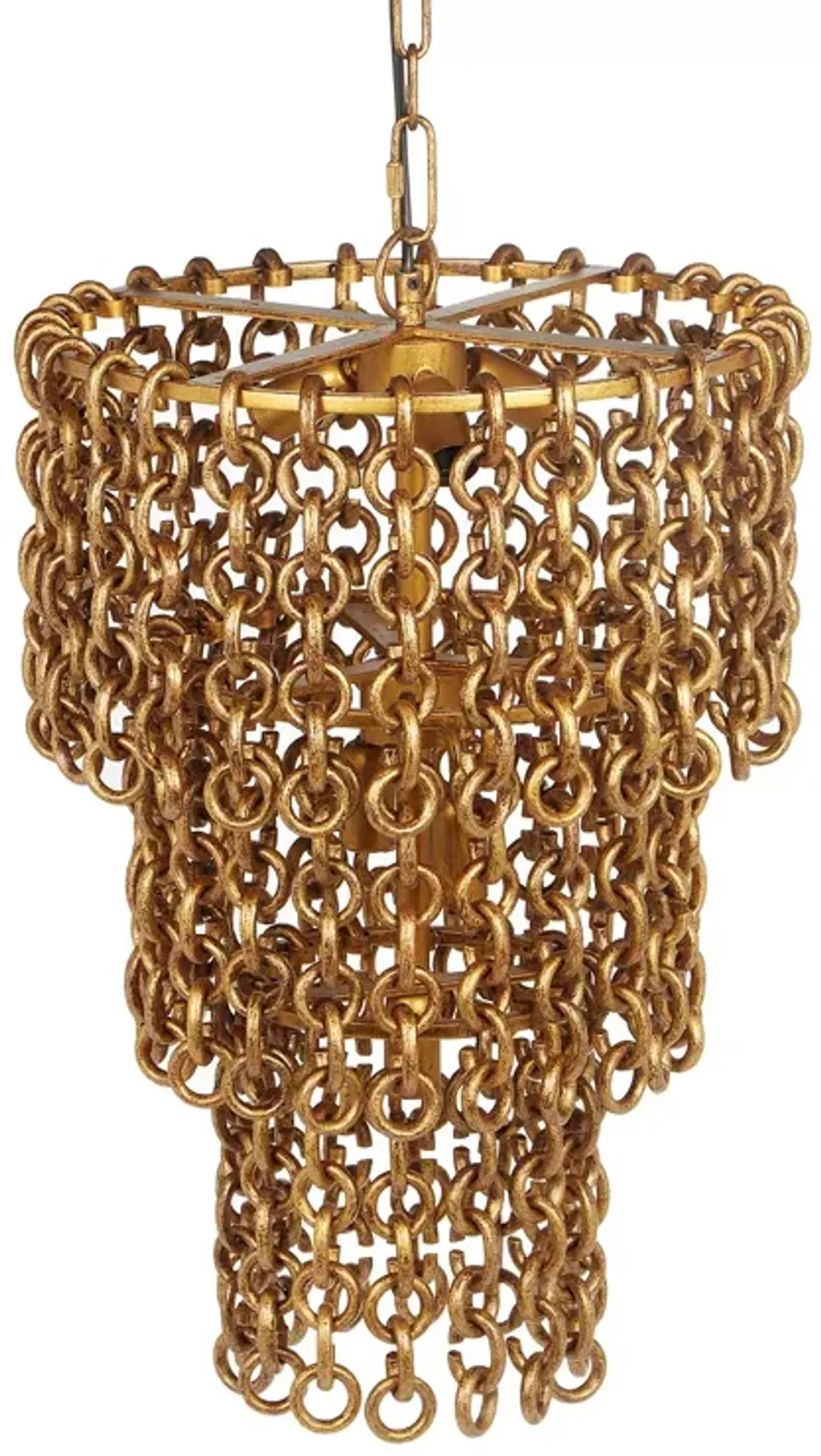 TOV Furniture Nirsa Brass Chain Link 3 Tier Chandelier