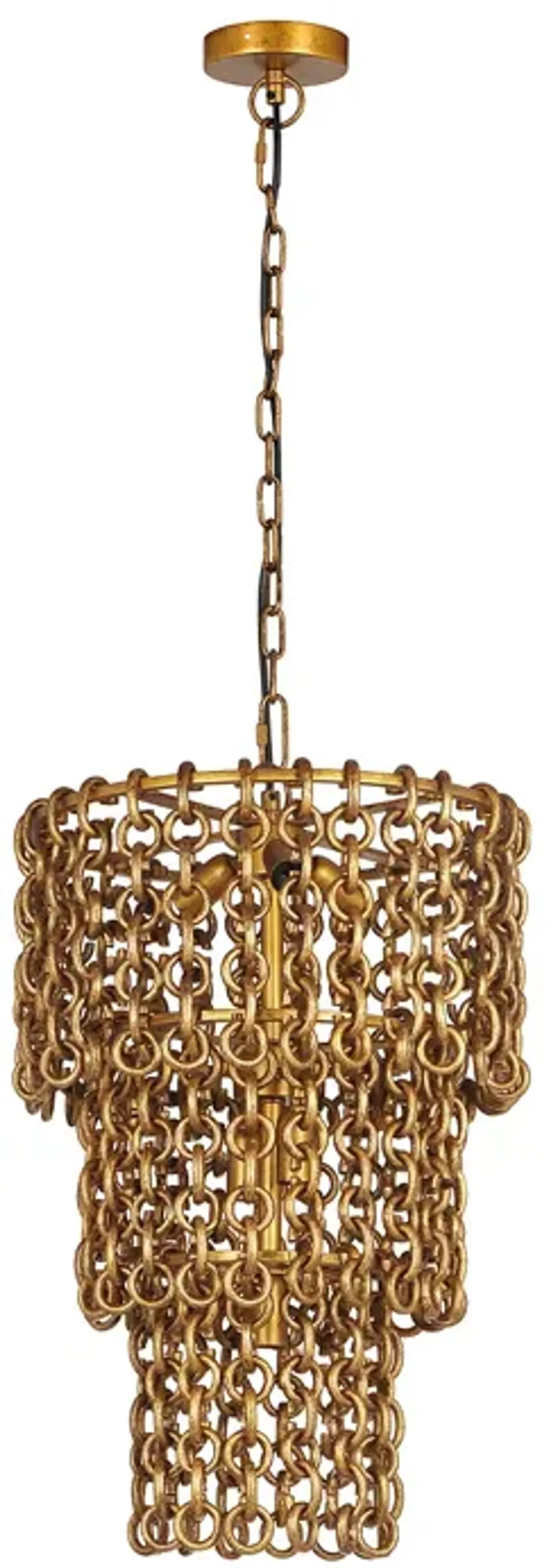 TOV Furniture Nirsa Brass Chain Link 3 Tier Chandelier